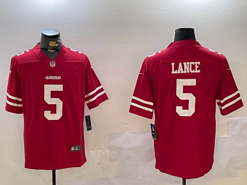 Men San Francisco 49ers 5 Lance Red Second generation 2024 Nike Limited NFL Jersey style 7